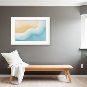 Tide Channel Curve | AI-Assisted Coastal Art, Watercolour-Look, Sea-Glass Blue, Tidewash (Digital Download) image 2