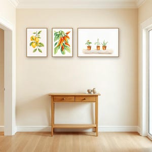 Kitchen Garden Botanical Art Set | AI-Assisted Watercolour-Look Prints (Digital Download) image 2