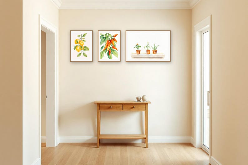 Kitchen Garden Botanical Art Set | AI-Assisted Watercolour-Look Prints (Digital Download) image 2