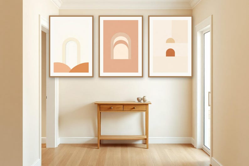 Neutral Arches Gallery Wall Set | AI-Assisted Abstract Art (Digital Download) image 2
