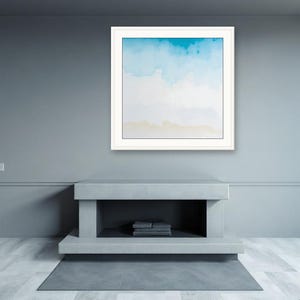 Sea-Glass Shallows | AI-Assisted Coastal Art, Watercolour-Look, Sea-Glass Blue, Tidewash (Digital Download) image 3