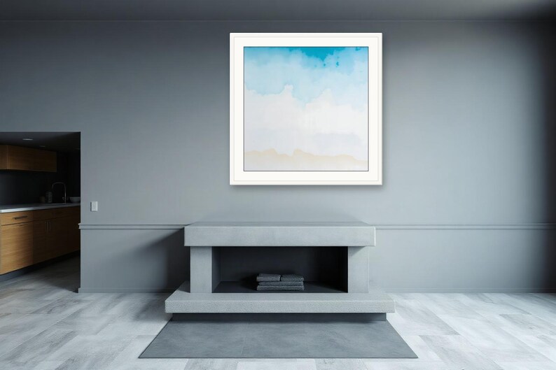 Sea-Glass Shallows | AI-Assisted Coastal Art, Watercolour-Look, Sea-Glass Blue, Tidewash (Digital Download) image 3