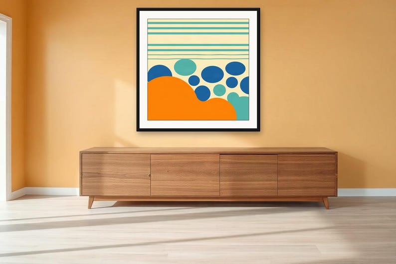 Lámina artística con estampado de pozas de marea y rayas costeras generadas con IA (descarga digital). imagen 4