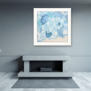 Harbour Shallows, Blue | AI-Assisted Coastal Art, Watercolour-Look, Sea-Glass Blue, Tidewash (Digital Download) image 2
