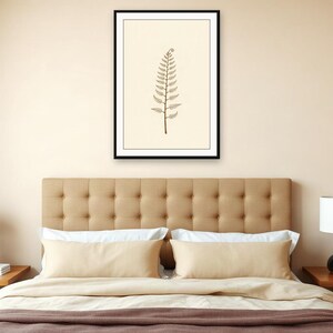Cream Botanical Wall Art, Single Fern Frond Print | Printable Digital Download | A4 A3 A2 | AI Art image 3