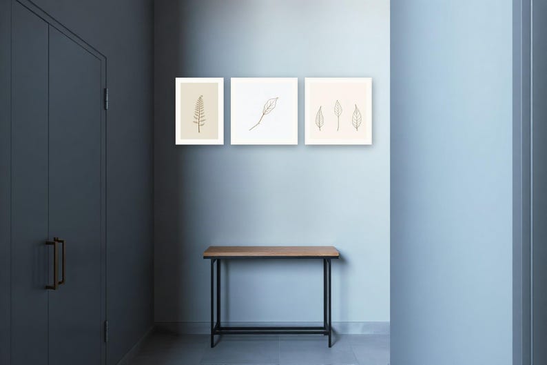 Line and Leaf Botanical Print Set | AI-Assisted Fern, Ivy, Pressed Leaves (Digital Download) image 4