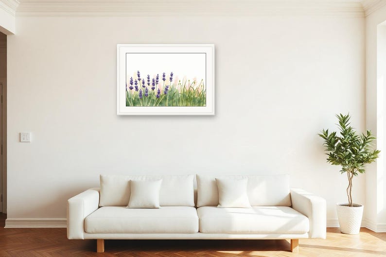 Lavender Margin | AI-Assisted Botanical Art, Watercolour-Look, Meadow Study, Wildflower Margins (Digital Download) image 3
