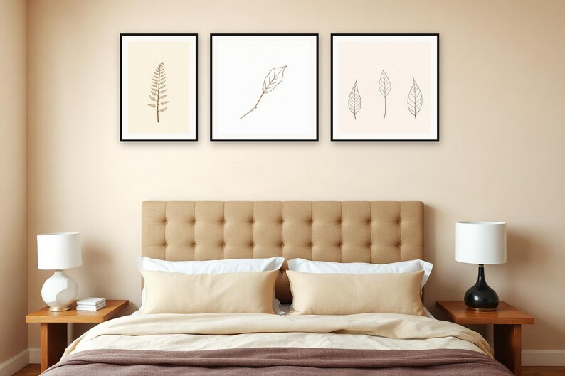 Line and Leaf Botanical Print Set | AI-Assisted Fern, Ivy, Pressed Leaves (Digital Download) image 3