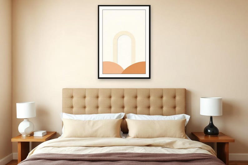 Einzelner Bogen im Sand | KI-gestützte abstrakte Kunst, neutrale Boho-Form, neutrale Bögen (Digitaler Download) Bild 3