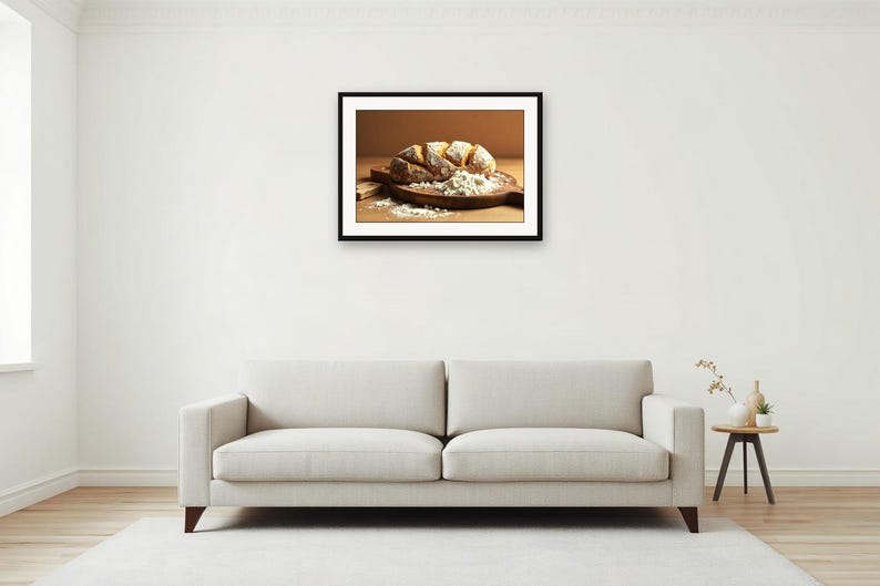 Bread Board, Flour Dust | AI-Assisted Still Life Art, Vintage Kitchen Still Life, Pantry Prints (Digital Download) image 3