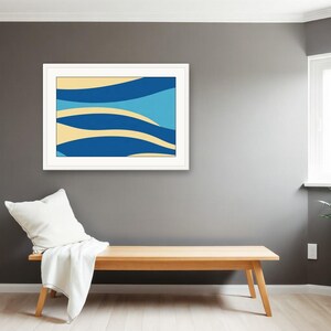 Blue Coastal Wall Art, Striped Horizon Blue Print | Printable Digital Download | A4 A3 A2 | AI Art image 2