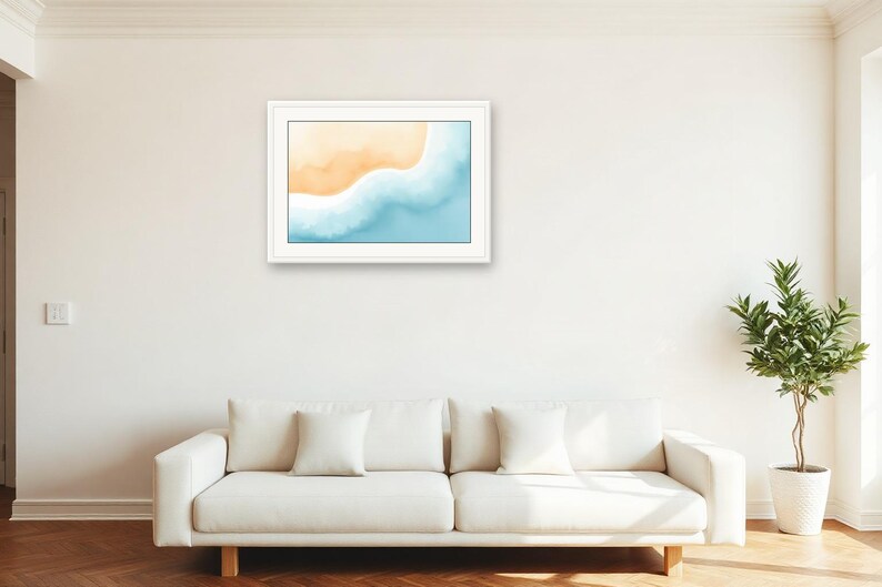 Tide Channel Curve | AI-Assisted Coastal Art, Watercolour-Look, Sea-Glass Blue, Tidewash (Digital Download) image 4
