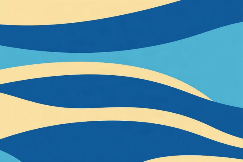 Blue Coastal Wall Art, Striped Horizon Blue Print | Printable Digital Download | A4 A3 A2 | AI Art image 1