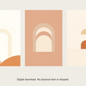 Neutral Arches Gallery Wall Set | AI-Assisted Abstract Art (Digital Download) image 1