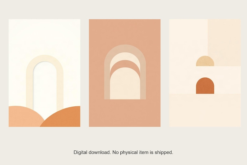 Neutral Arches Gallery Wall Set | AI-Assisted Abstract Art (Digital Download) image 1