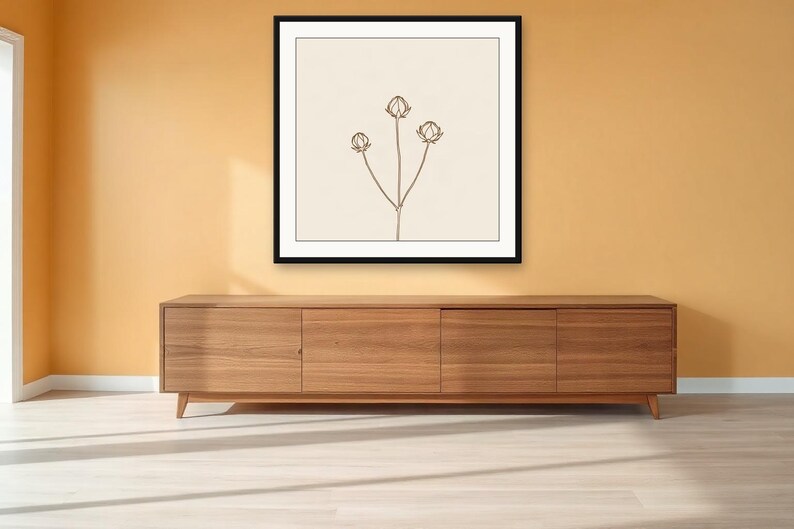 Taupe Botanical Wall Art, Seed Pod Print | Printable Digital Download | A4 A3 A2 | AI Art image 2