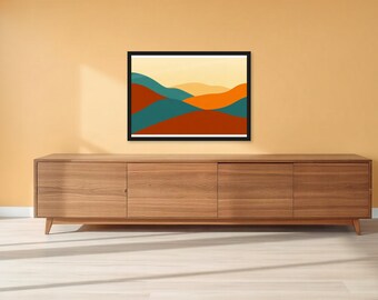 Desert Hill Bands | AI-Assisted Retro Art | Unframed or Framed Print | A4 A3 A2