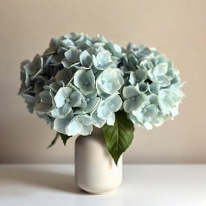 Sage Green Floral Wall Art, Hydrangea Round Vase Print | Printable Digital Download | A4 A3 A2 | AI Art image 1