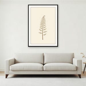 Cream Botanical Wall Art, Single Fern Frond Print | Printable Digital Download | A4 A3 A2 | AI Art image 4