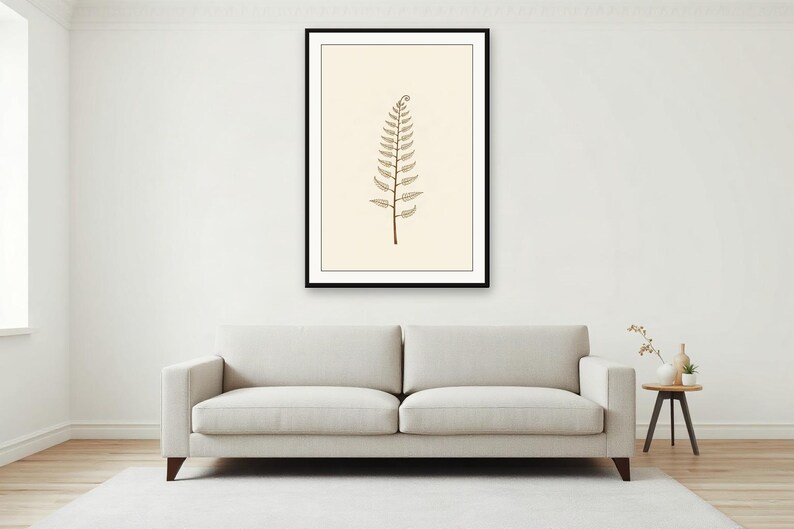 Cream Botanical Wall Art, Single Fern Frond Print | Printable Digital Download | A4 A3 A2 | AI Art image 4