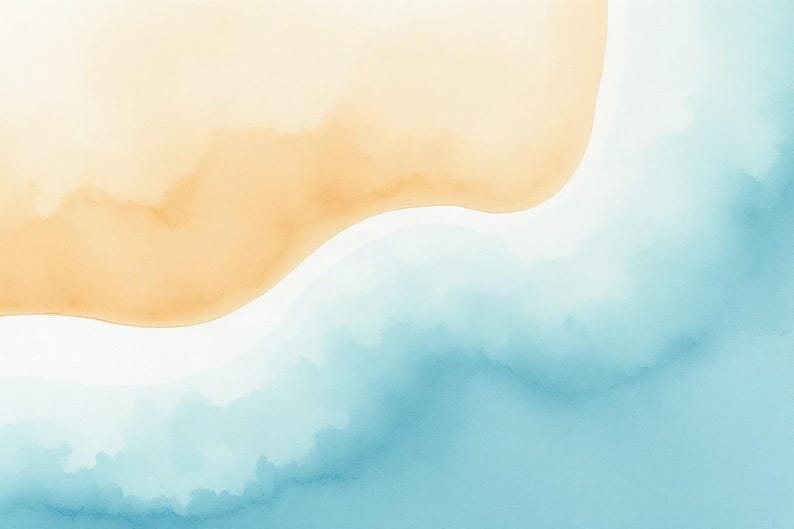 Tide Channel Curve | AI-Assisted Coastal Art, Watercolour-Look, Sea-Glass Blue, Tidewash (Digital Download) image 1
