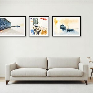 Harbour Light Gallery Wall Set | AI-Assisted Harbour Art, Set of 3 Digital Prints | Digital Download Wall Art Print A4 A3 A2 image 3