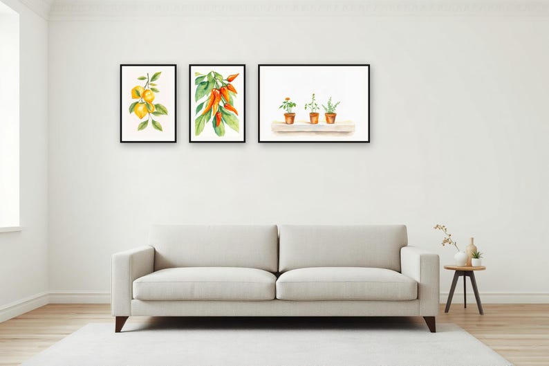 Kitchen Garden Botanical Art Set | AI-Assisted Watercolour-Look Prints (Digital Download) image 4