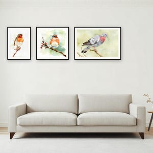 Set di immagini da parete con canti di uccelli / Uccelli con effetto acquerello realizzati con l'ausilio dell'intelligenza artificiale (download digitale) immagine 4