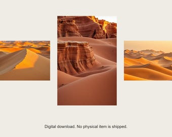 Desert Hours Gallery Wall Set | AI-Assisted Dune Art (Digital Download)
