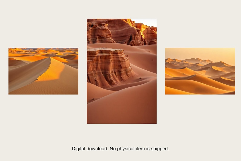 Desert Hours Gallery Wall Set | AI-Assisted Dune Art (Digital Download) image 1
