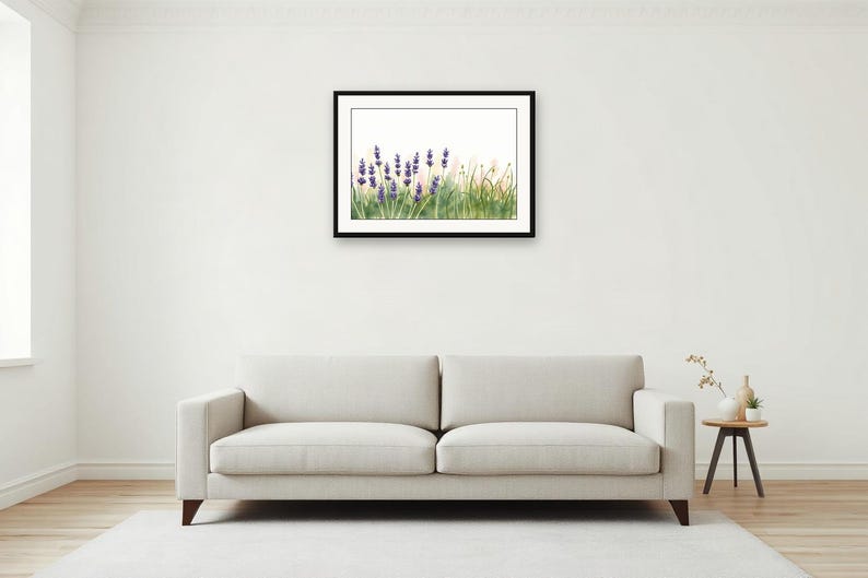 Lavender Margin | AI-Assisted Botanical Art, Watercolour-Look, Meadow Study, Wildflower Margins (Digital Download) image 4