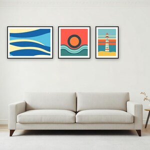 Conjunto de láminas decorativas para pared con diseño de rayas costeras / Láminas artísticas con asistencia de IA (descarga digital) imagen 3