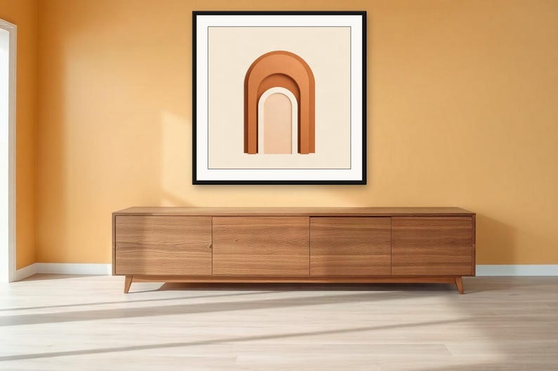 Terracotta Boho Muurdecoratie, In elkaar geneste bogen print | Printbare digitale download | A4 A3 A2 | AI-kunst afbeelding 3