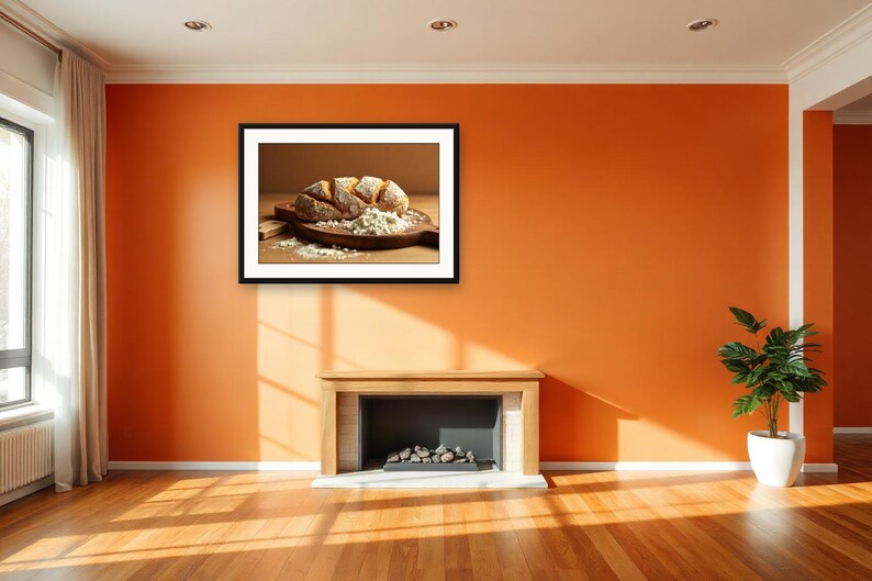 Bread Board, Flour Dust | AI-Assisted Still Life Art, Vintage Kitchen Still Life, Pantry Prints (Digital Download) image 2