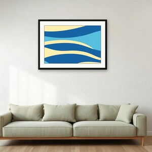Blue Coastal Wall Art, Striped Horizon Blue Print | Printable Digital Download | A4 A3 A2 | AI Art image 3