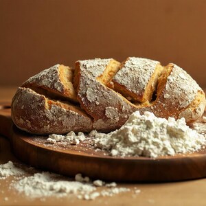 Bread Board, Flour Dust | AI-Assisted Still Life Art, Vintage Kitchen Still Life, Pantry Prints (Digital Download) image 1