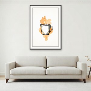 Koffiekopje, opstijgende stoom | AI-ondersteunde cafékunst, inkt- en aquareltechniek, caféleven (digitale download) afbeelding 4