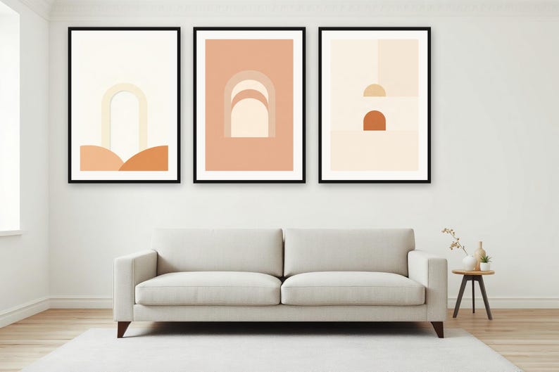 Neutral Arches Gallery Wall Set | AI-Assisted Abstract Art (Digital Download) image 4