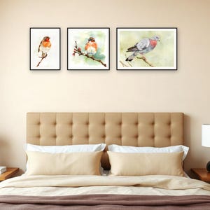 Set di immagini da parete con canti di uccelli / Uccelli con effetto acquerello realizzati con l'ausilio dell'intelligenza artificiale (download digitale) immagine 3