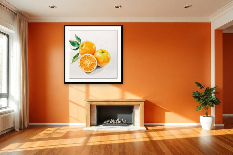 AI-Assisted Orange Study, Watercolour-Look Botanical Art (Digital Download) image 4