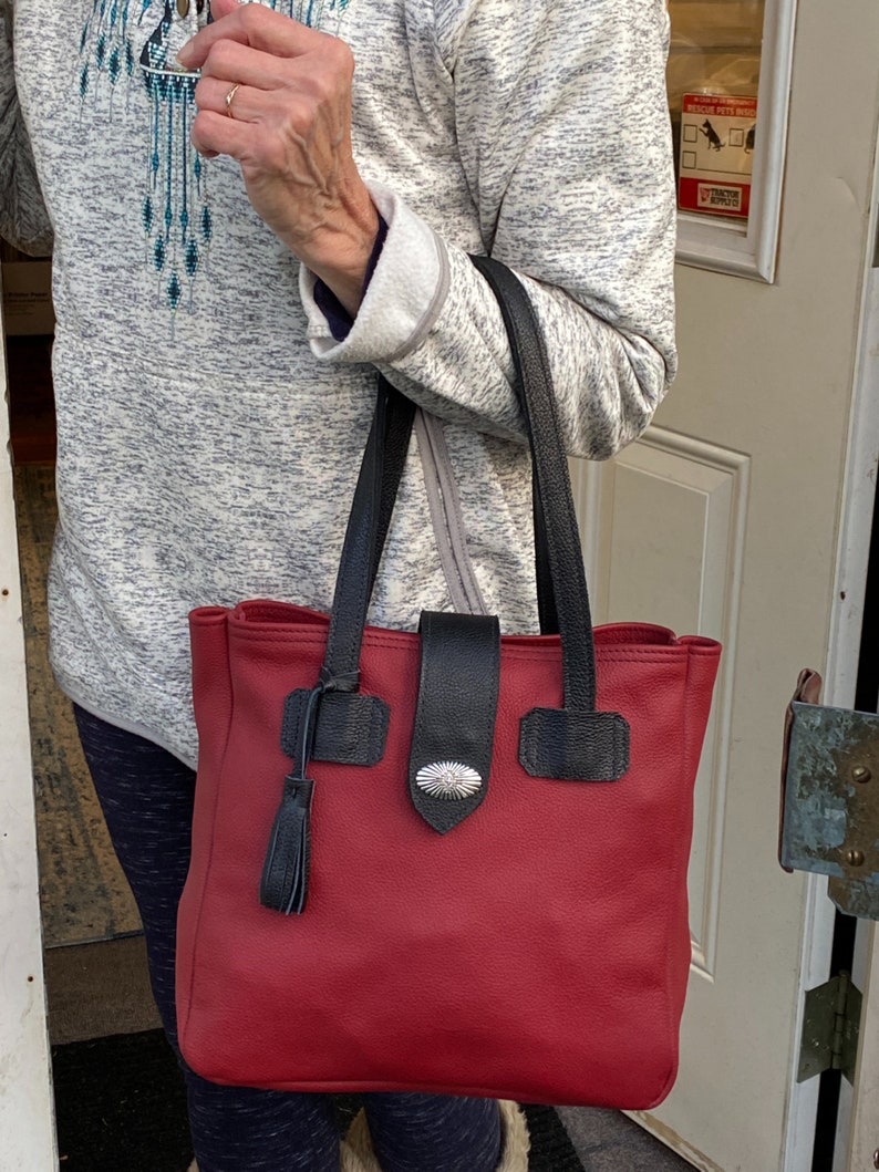 Leather Tote Bag, Medium Size Leather Tote Bag, Tote Bag With Inside