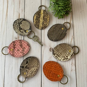 Handcrafted Snakeskin Leather Key Fob - Exotic Animal Keyring