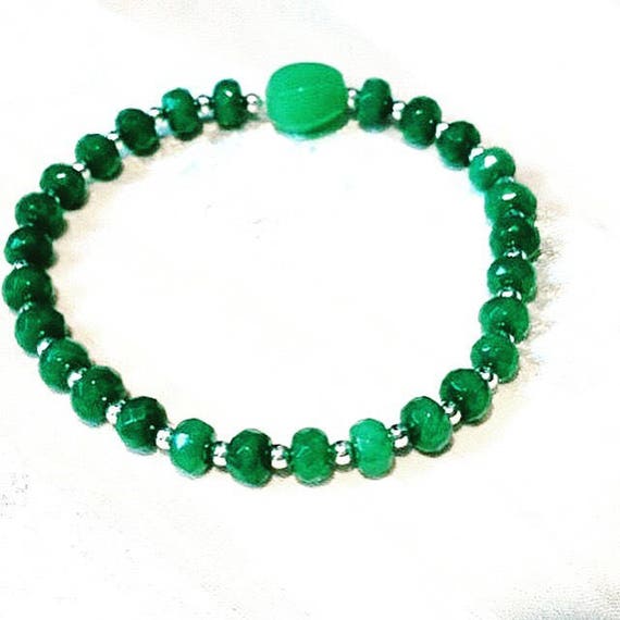 Emerald Mala Bracelet W/ Antique Jade or Rhyolite Guru Bead | Etsy