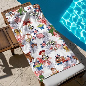 Toy Story Characters Tropical Beach Towel, Bath Towel, Pool Towel, Toy Story Beach Towel, Disneyland Towel, Magic Kingdom