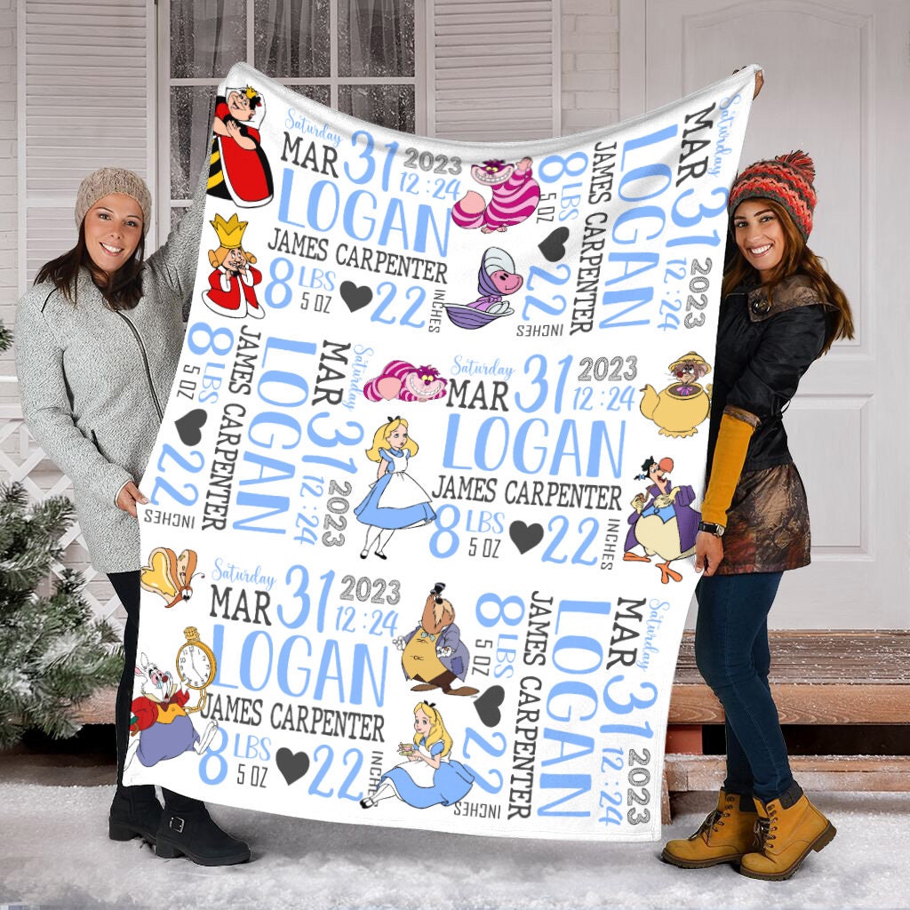 Discover Personalized Baby Stats Alice In Wonderland Blanket, Princess Alice Blanket