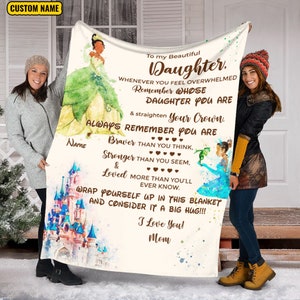 To My Beautiful Daughter, Personalized Name Tiana Princess Blanket,Family Throw Blanket,The Princess And The Frog Fleece Mink Sherpa Blanket