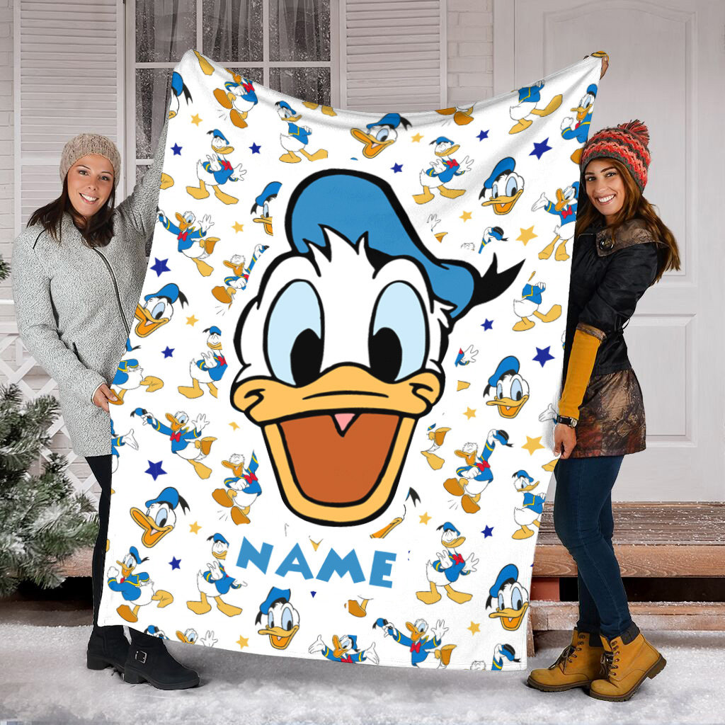 Discover Personalized Name Disney Donald Duck Blanket, Donald Duck Fleece Mink Sherpa Blanket