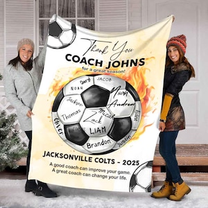 Personalized Soccer Blanket For Coach, Custom Soccer Team Member Blanket, Sport Blanket, Sport Lover Gift, Soccer Player Gift