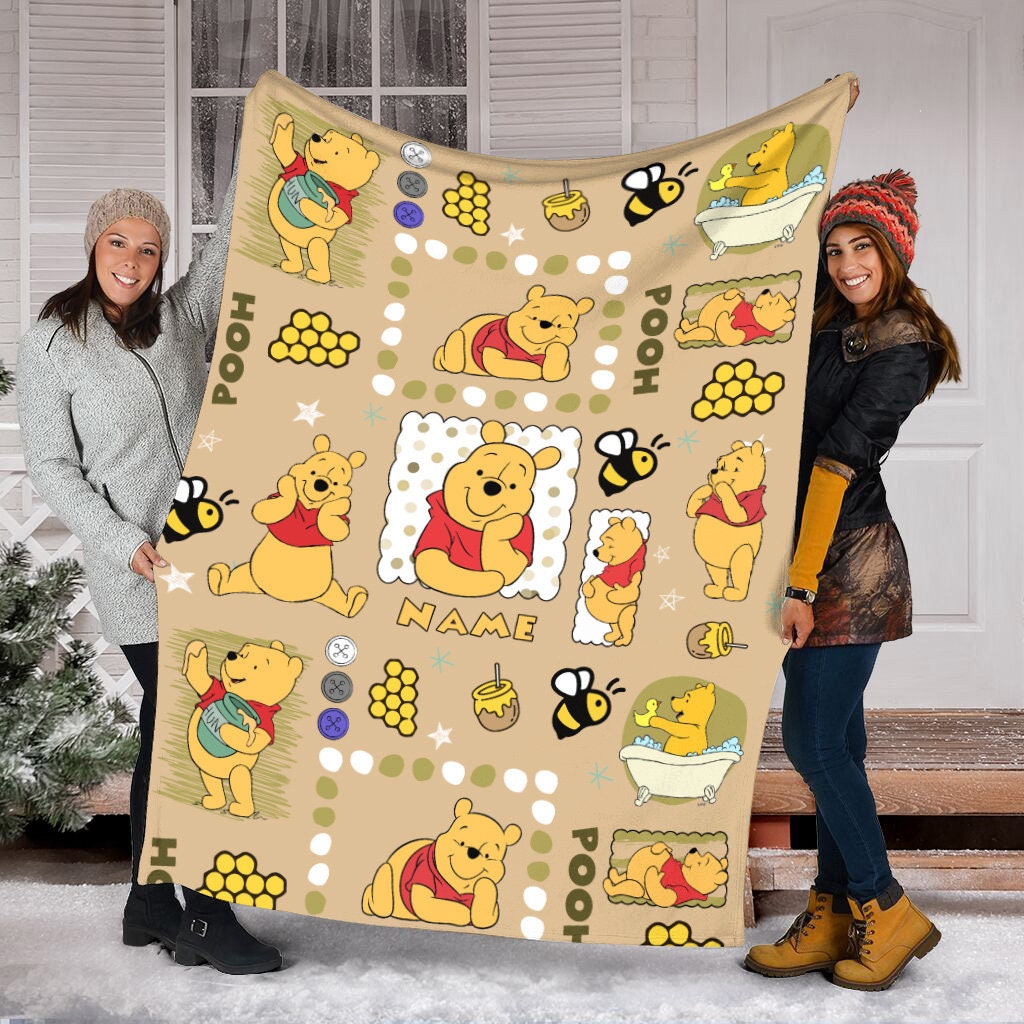 Discover Personalized Name Winnie The Pooh Baby Blanket, Winnie Pooh Blanket