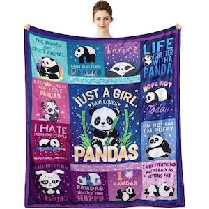 Just A Girl Who Loves Pandas Blanket, Cute Panda Blanket, Animal Soft Cozy Blankets, Gift For Kids, Birthday Gift
